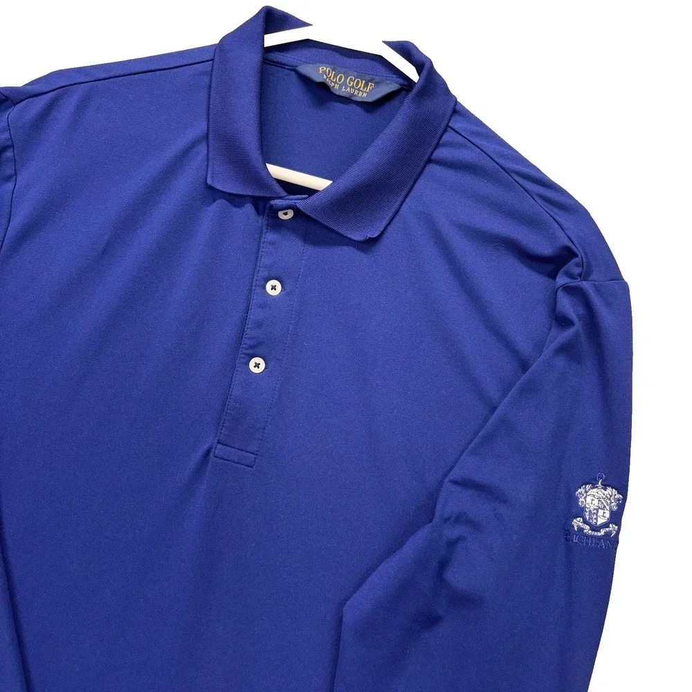 Polo Golf Ralph Lauren Polo Shirt Mens Large Blue Long Sleeve Stretch Richland